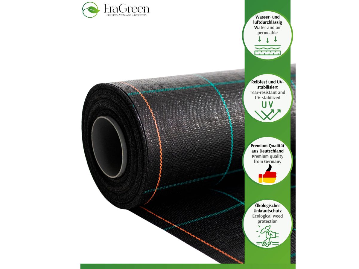 EraGreen reißfeste Unkrautfolie | UV-Stabil und wasserdurchlässig | Bodengewebe 100g/m² | Gewebefolie | Gartenfolie | Unkrautvlies