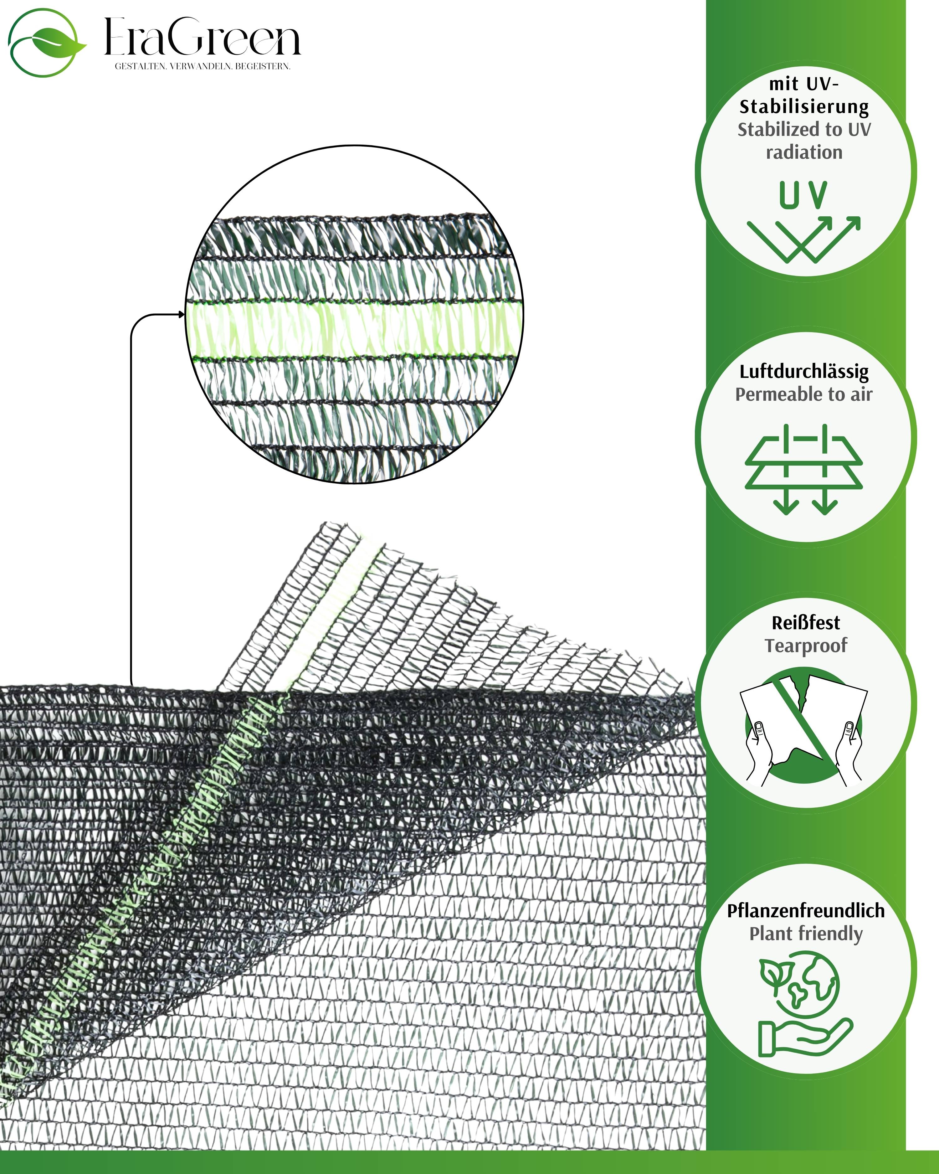 Schattiernetz dunkelgrün – Sonnenschutz mit 40%, 60% oder 85% Schattierwirkung