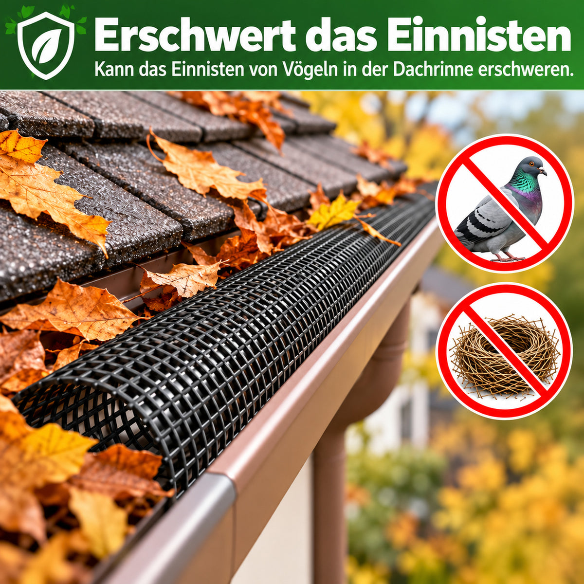 Laubschutzgitter 2m länge für Dachrinnen 100mm-125mm Dachrinnenschutz Laubfang – Bild 4