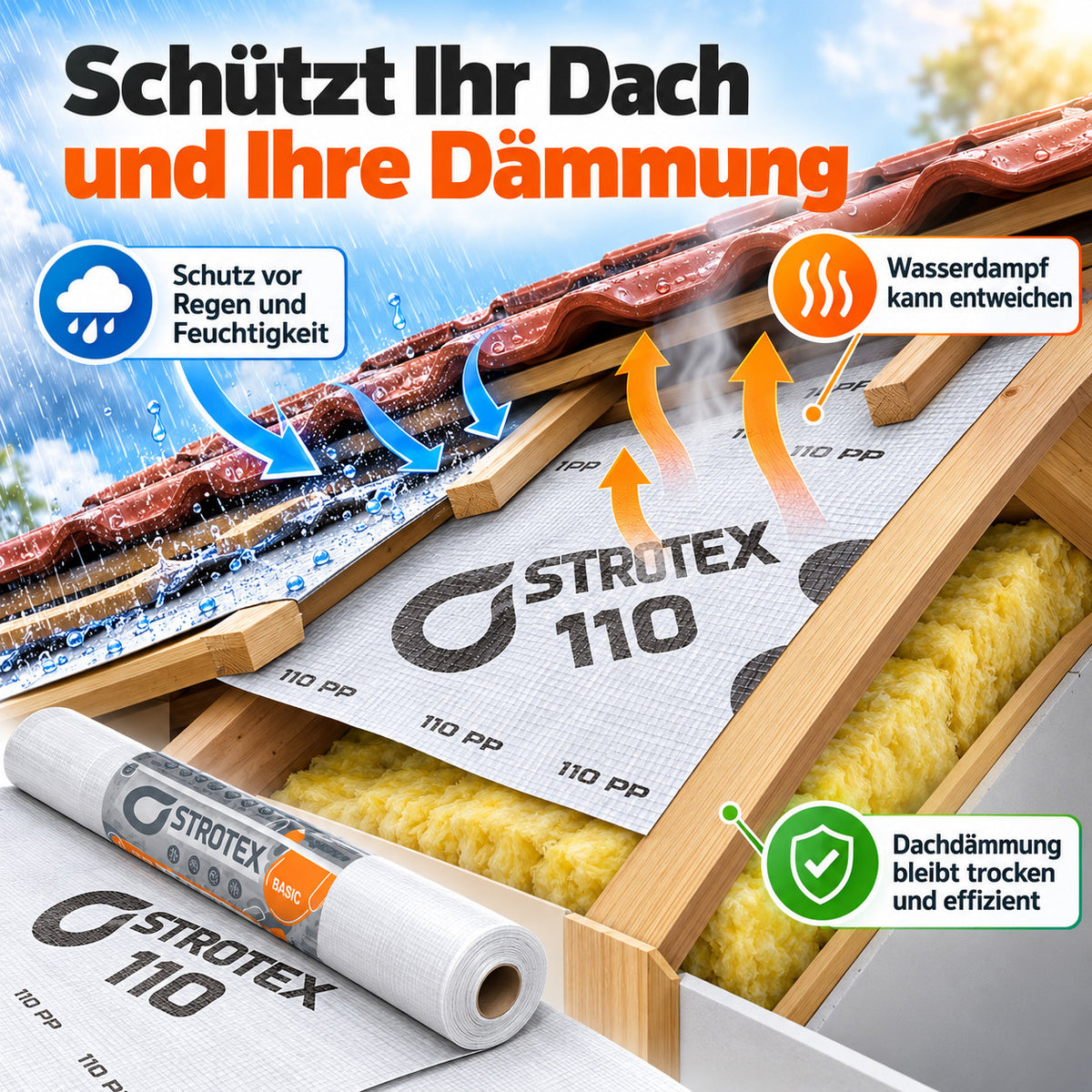 Unterspannbahn Unterdeckbahn Schalungsbahn Dachbahn 1,5m Breite