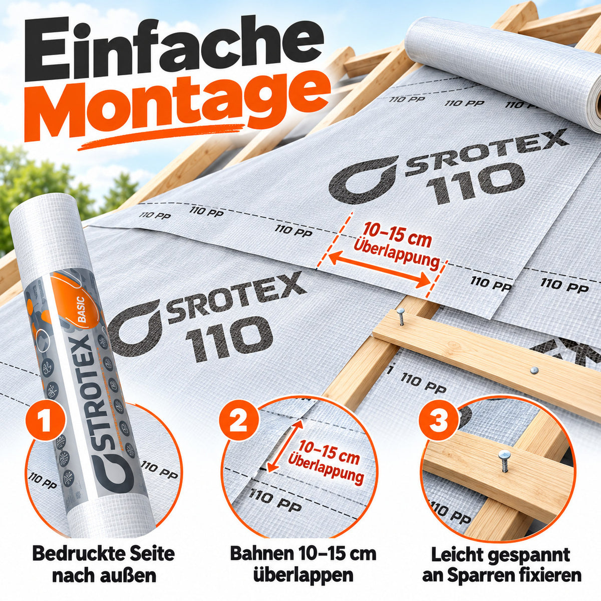 Unterspannbahn Unterdeckbahn Schalungsbahn Dachbahn 1,5m Breite