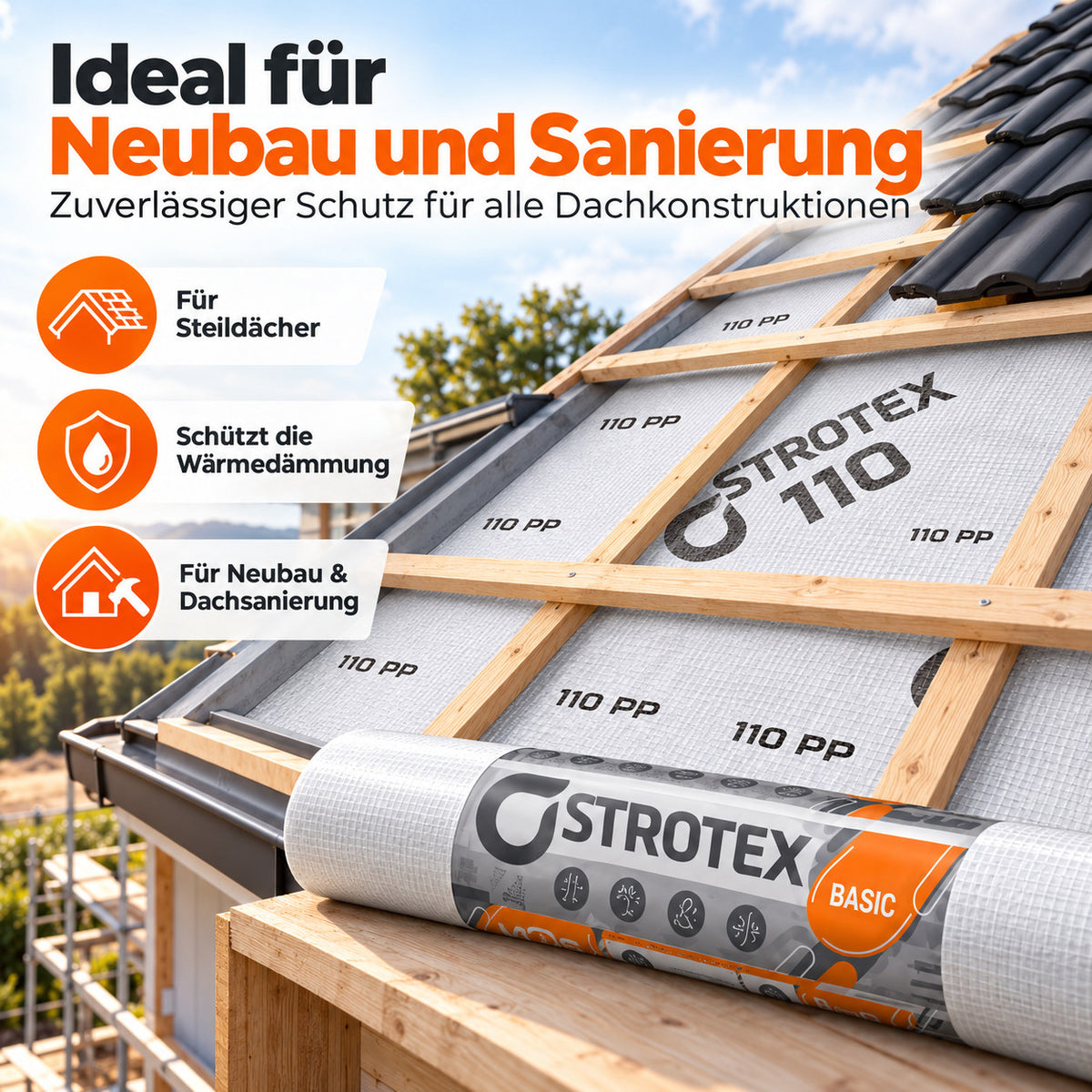 Unterspannbahn Unterdeckbahn Schalungsbahn Dachbahn 1,5m Breite